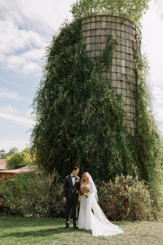 Bride and groom portraits in Colorado at Planet Bluegrass