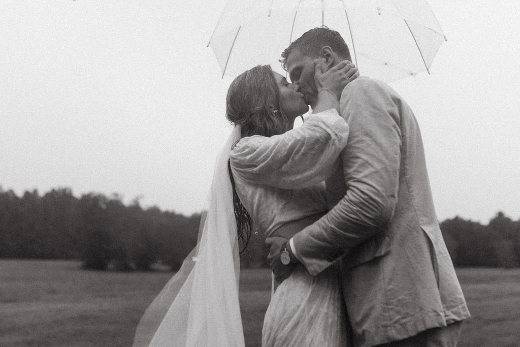 Rockhurst Farm wedding portraits in the rain