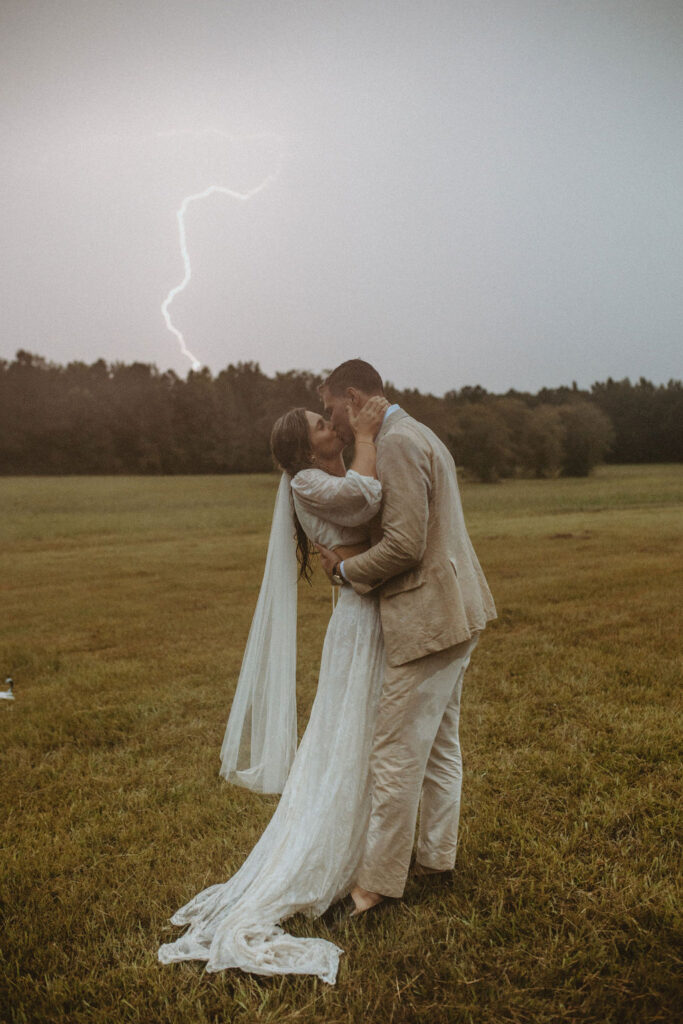 Alabama bride and groom portraits in a thunderstorm
