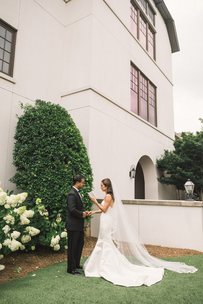 Bride and groom read private vows at Grand Bohemian Hotel