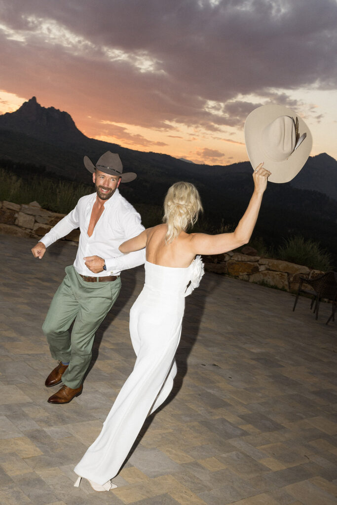 Colorado mountain wedding sunset photos at Pikes Peak Ranch