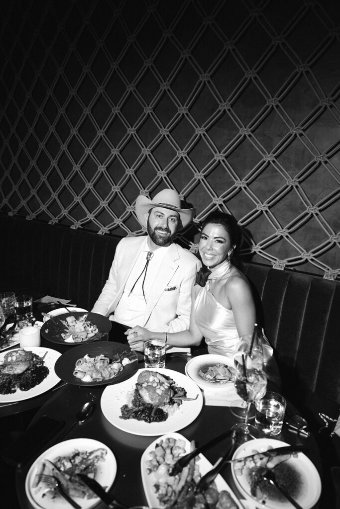 Bride and groom enjoy their welcome party at Chasing Rabbits in Colorado