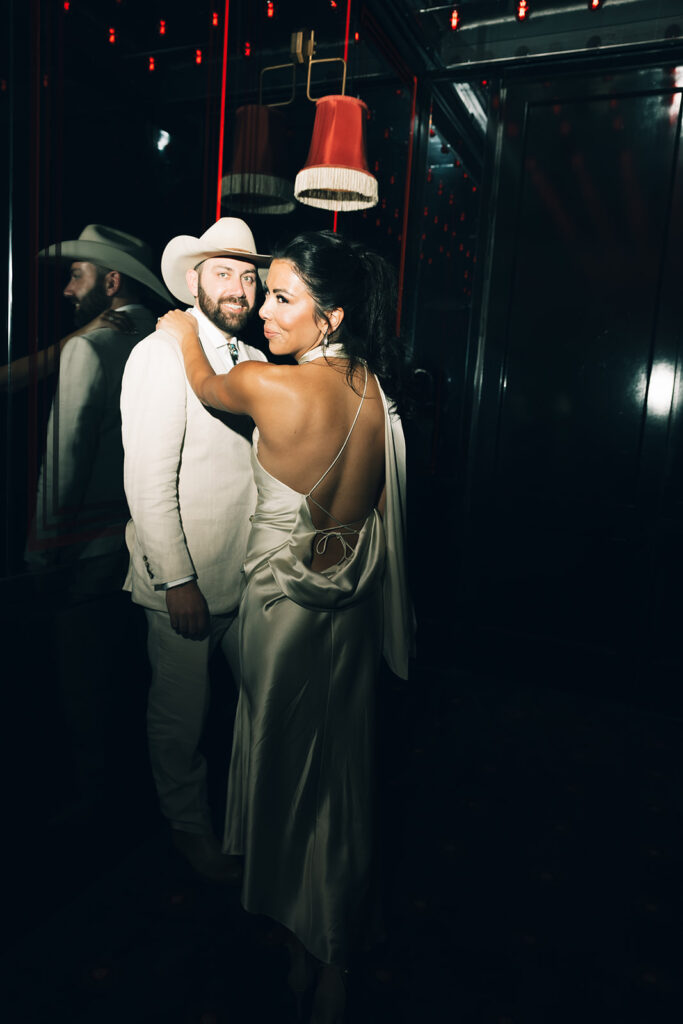 Bride and groom enjoy their welcome party at Chasing Rabbits in Colorado