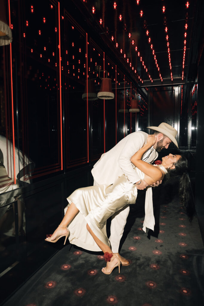 Moody and cinematic couple photos with red light at Chasing Rabbits