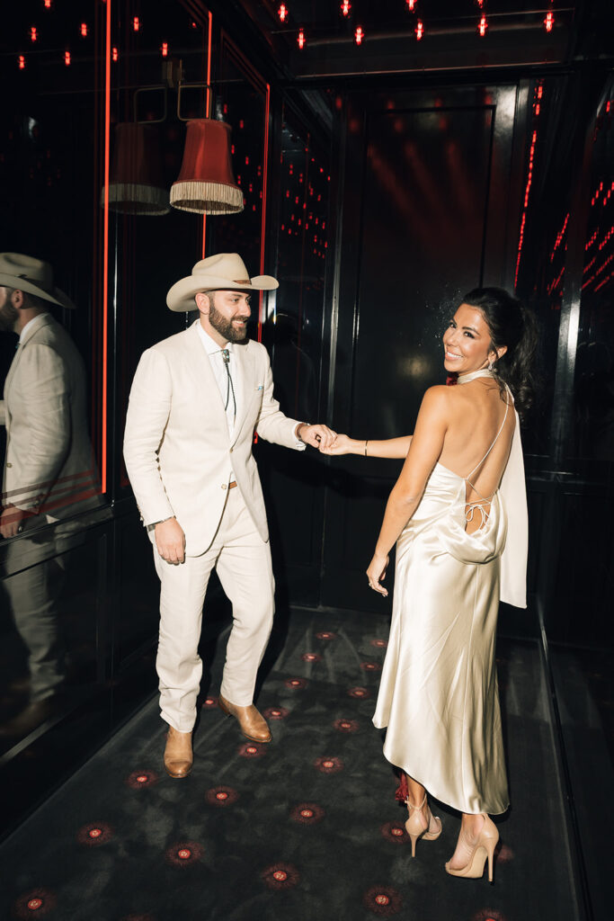 Wedding couple flash photography in a Vail, Colorado event venue