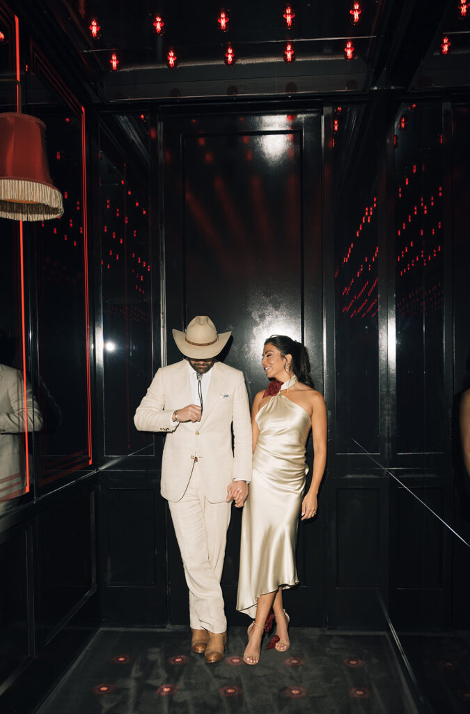 Wedding couple flash photography in a Vail, Colorado event venue