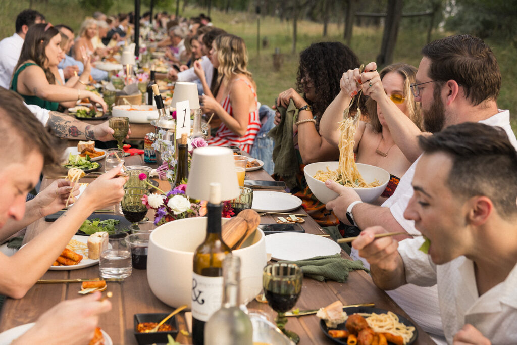 Farm-to-table wedding dinner at Salt and Acres