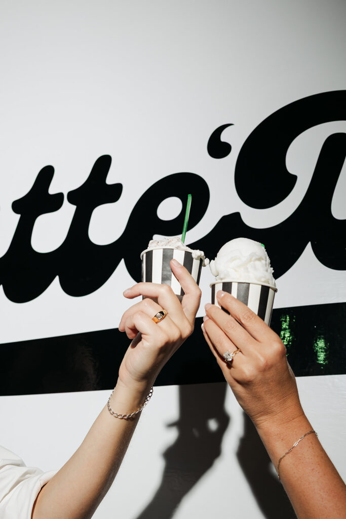 Gelato is served at the wedding reception