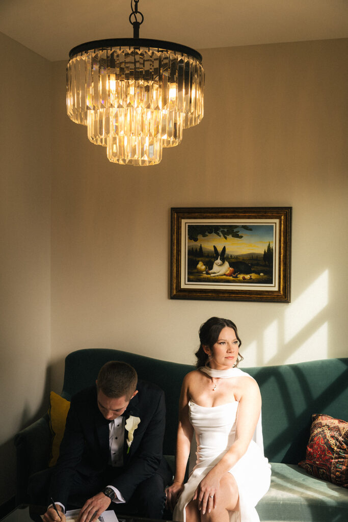 Bride and groom photos in The Ramble Hotel