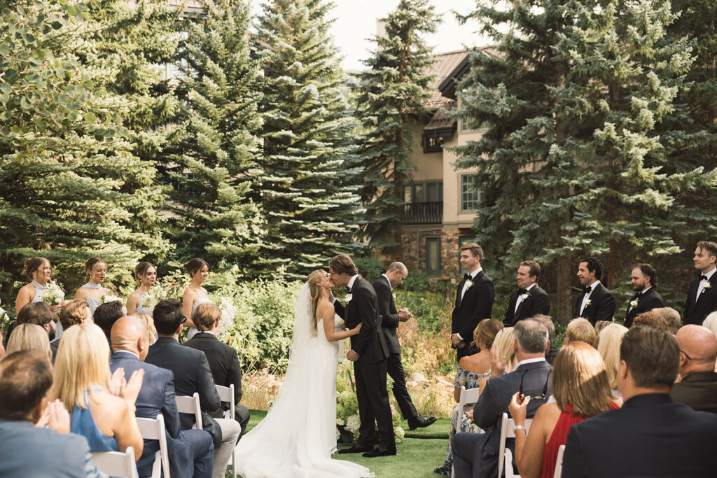 A Sonnenalp Hotel wedding ceremony in the summer