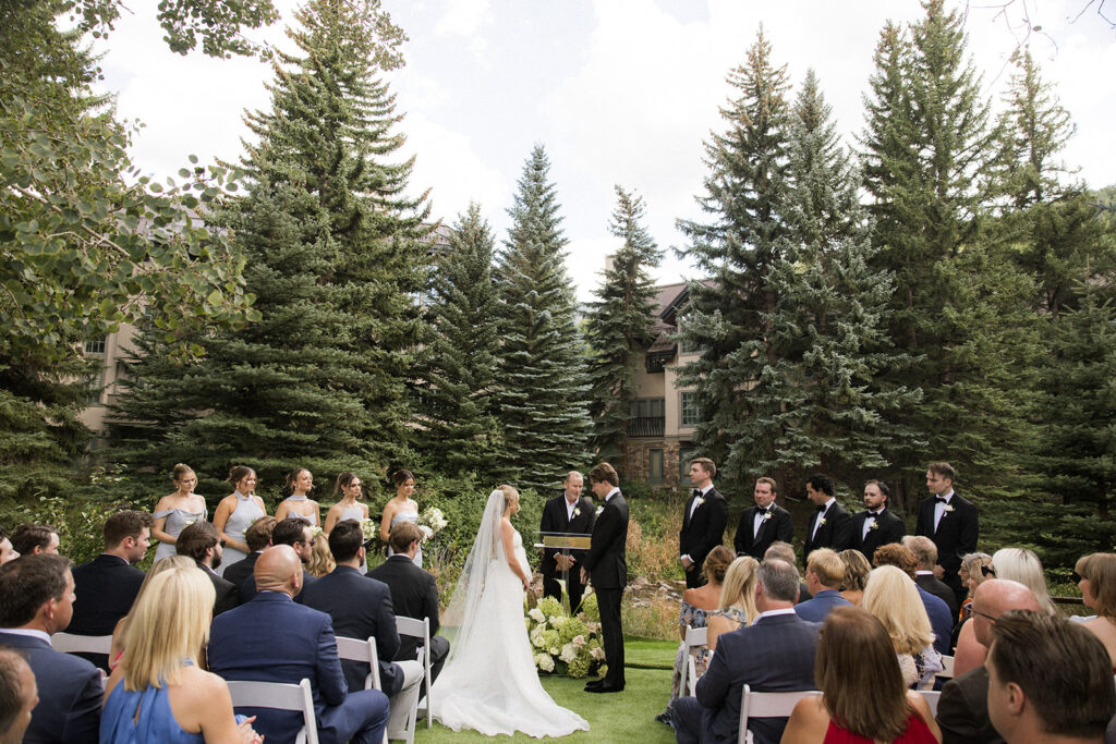 A Sonnenalp Hotel wedding ceremony in the summer