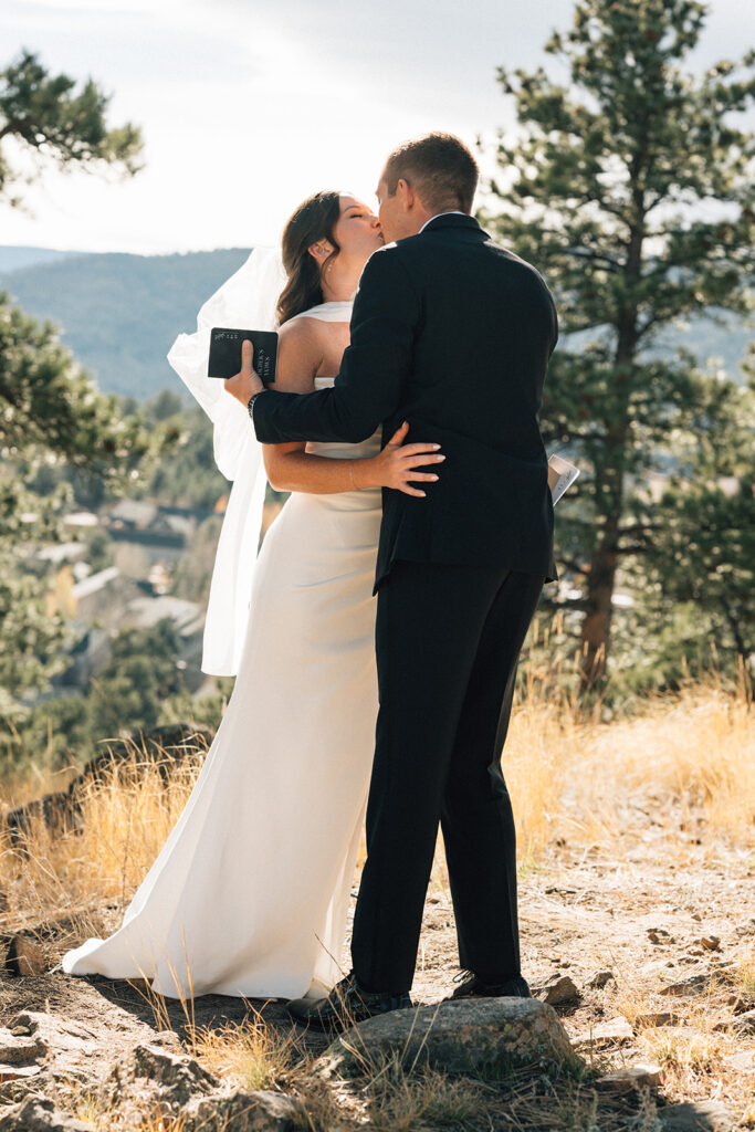 Colorado mountain wedding ceremony in the winter