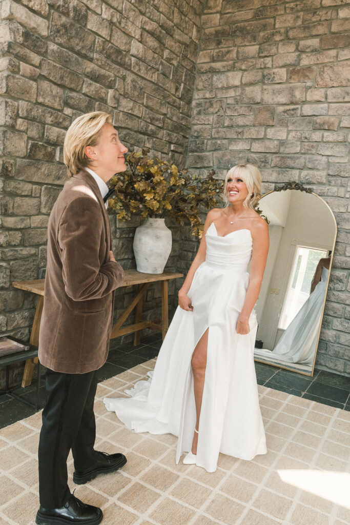 Documentary-style wedding couple photos before the ceremony