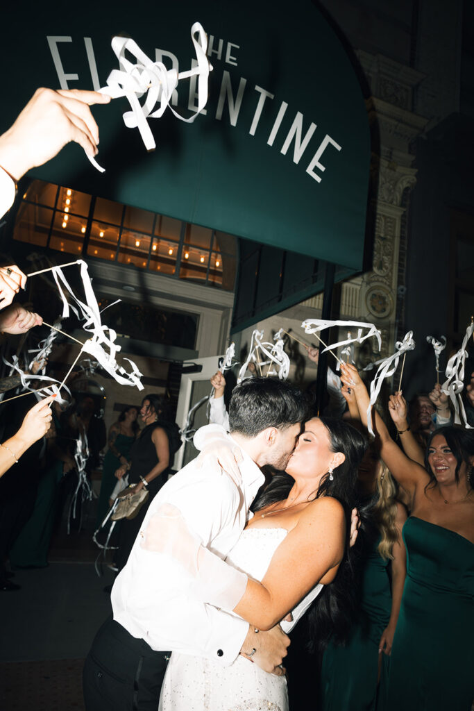 Streamer wedding exit in Alabama at The Florentine