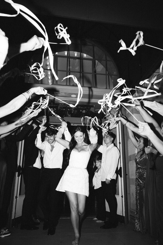 Streamer wedding exit in Alabama at The Florentine